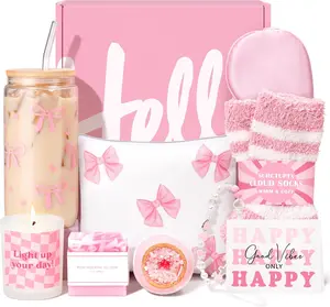 Gift Baskets for Women, 9pcs Birthday Gifts for Teenage Girls, Best Christmas Ideas Box w/Coquette Bow Aesthetic Cup Trendy Stuff for Her Teen Girl Sister Friend Friendship Sweet 16th 18th 21st Bday