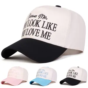 Unisex Letter Embroidered Patchwork Baseball Cap Outdoor Sport Adjustable Sunscreen Leisure Hat Spring Autumn Travel Tourism Beach Vacation Funny