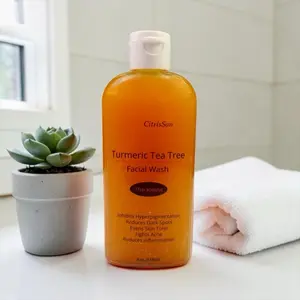 CitrisSan Natural Base Daily Facial Cleanser - Turmeric, Tea Tree, Lemon Essential Oil-Infused Travel Size for Blemish Care