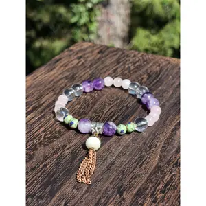 Amethyst Rose Vintage Charm Bracelet