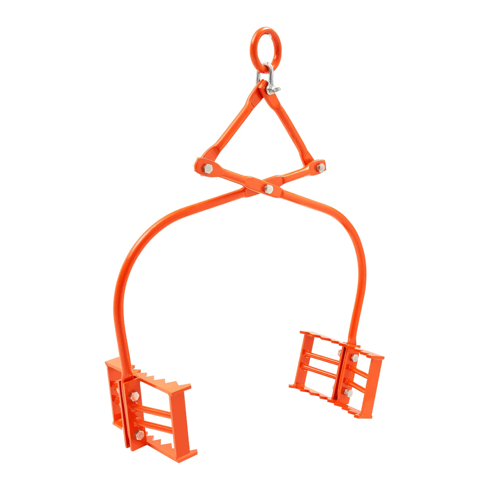 VEVOR Industrial 24in Forged Steel Stone Lifting Tongs, 2-Claw Heavy-Duty 360° Swivel Hook Log Grapple, 1100lbs Lift Capacity, Serrated Curved Arms, Rust-Resist Coat, Easy Chain Hook-Up Tool for Stone Blocks & Marble