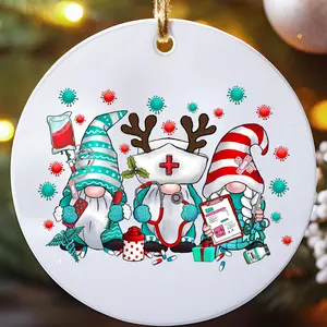 Christmas Gnome Nurse Ornament, Healthcare Worker Gnome Decoration, Nurse Gnome Holiday Gift, Medical Themed Gift, Nurse Appreciation Gift