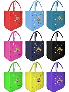 Women's Xl/l/m Eva Waterproof Beach Bag, Large Capacity Breathable Dope Candy Color Tote, Lightweight Durable Open Design