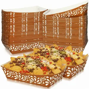 100 Pcs Mexican Paper Food Trays Cielito Lindo Snack Boats for Taco Tuesday Nacho Bar Fiesta Baby Shower Birthday Latino Family Gathering
