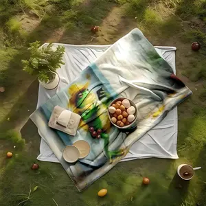 1 piece A selfie of a frog wearing a yellow hat. themed flannel blanket - Modern design flannel blanket, suitable for sofas and beds, all-season use, super soft and warm, digital printing, 100% polyester material, machine washable, suitable for