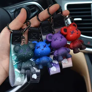 Cute Bear Keychain, Cartoon Bear Key Ring Bag Pendant Wristband, Suitable for Car Key Backpack Accessories