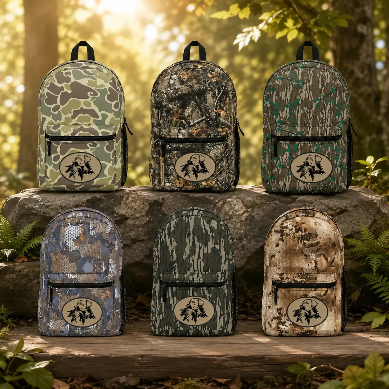 [SALE 50%] Duck Hunting Camo Backpack, Mossy Oak Style School Backpack, Waterfowl Hunting Daypack, Outdoor Travel Bag, Backpack for Men Women