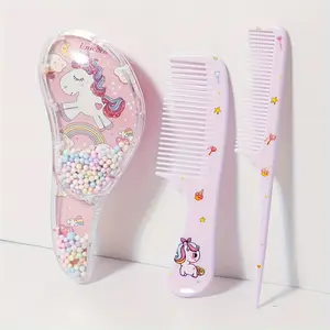 Cute Cartoon Hair Combs Set for Kids & Women, Portable Anti-Static Plastic Comb, Hair Detangling Comb, 4 Colors, Perfect Gift for Daily Use