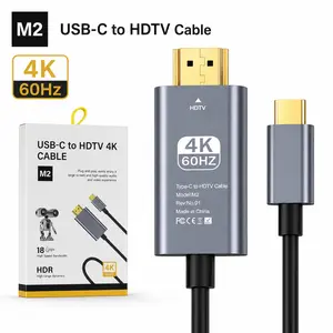M2 USB C to HDMI Cable 4K 60Hz HDR, Flat Type C to HDMI Cord for MacBook, iPad, TV M2 USB C to HDMI Cable 4K 60Hz HDR, Flat Type C to HDMI Cord for MacBook, iPad, TV