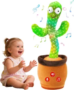 Talking Dancing Cactus Baby Toy, Singing & Repeating Sound Plush Toy with Adjustable Volume, Interactive Educational Toy for Babies, Infants & Toddlers, Gift for 1 Year Old Boys and Girls