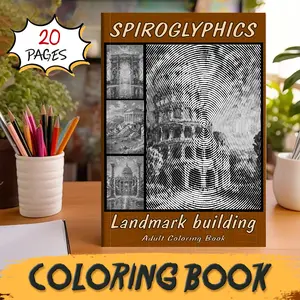 1PC Landmark Building Coloring Book for Adult,20 Single-Sided Printed Drawing Pages, Clear Lines DIY Graffiti Pages, Perfect Gift for Adults, Ideal for Valentine's Day Birthday Christmas New Year