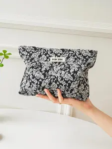 Floral Embroidering Makeup Bag, Large Capacity Cosmetic Storage Bag, Zipper Makeup Organizer Pouch, Versatile Storage Bag for Travel & Daily Use, Cosmetics Organizer, Cosmetic Bags