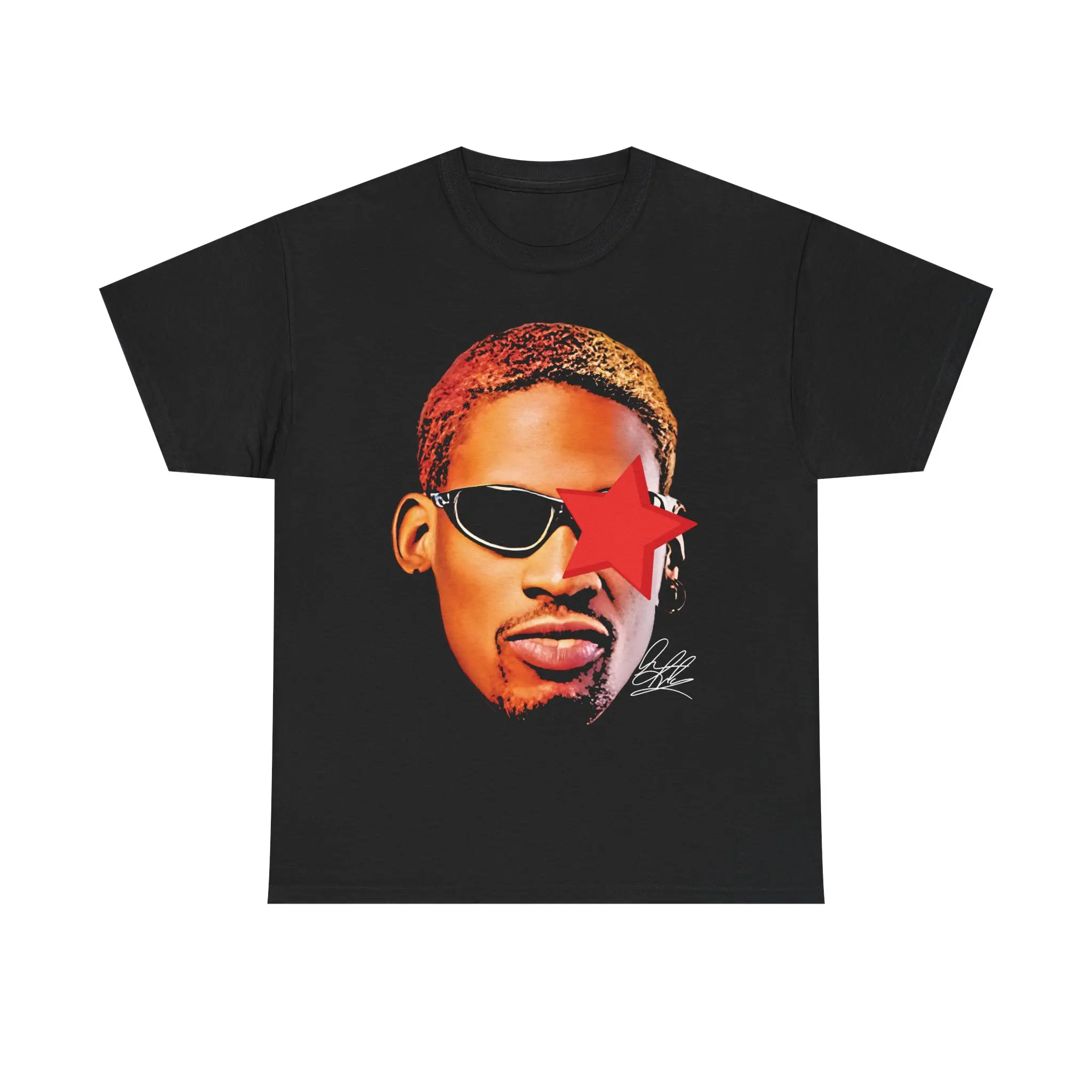 Rodman Inspired Vintage Graphic T-shirt Heavy Cotton Tee Basketball Sreetwear 90s Styled Shirt Hiphop Vibes Y2K Aesthetic Throwback Classic Sports Fan Fashion Rero Michael Jordan Allen Iverson Casual Menswear Retro Top Comfy Day Smooth Tshirt Underwear
