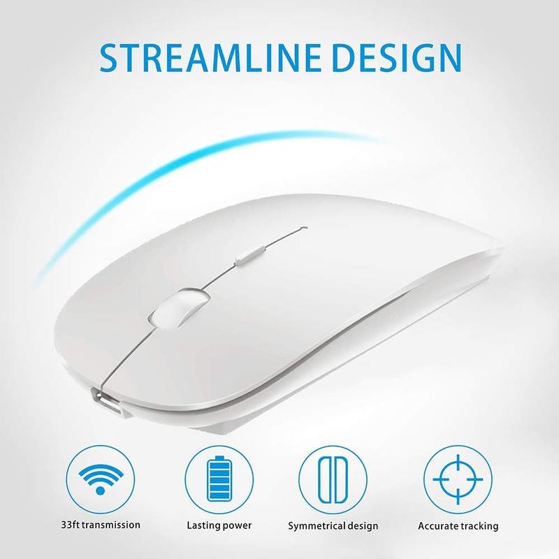 Bluetooth Mouse for MacBook/Laptop/Notebook/pc/iPad/Chromebook, Wireless Mouse forMacBook air/Pro (White)