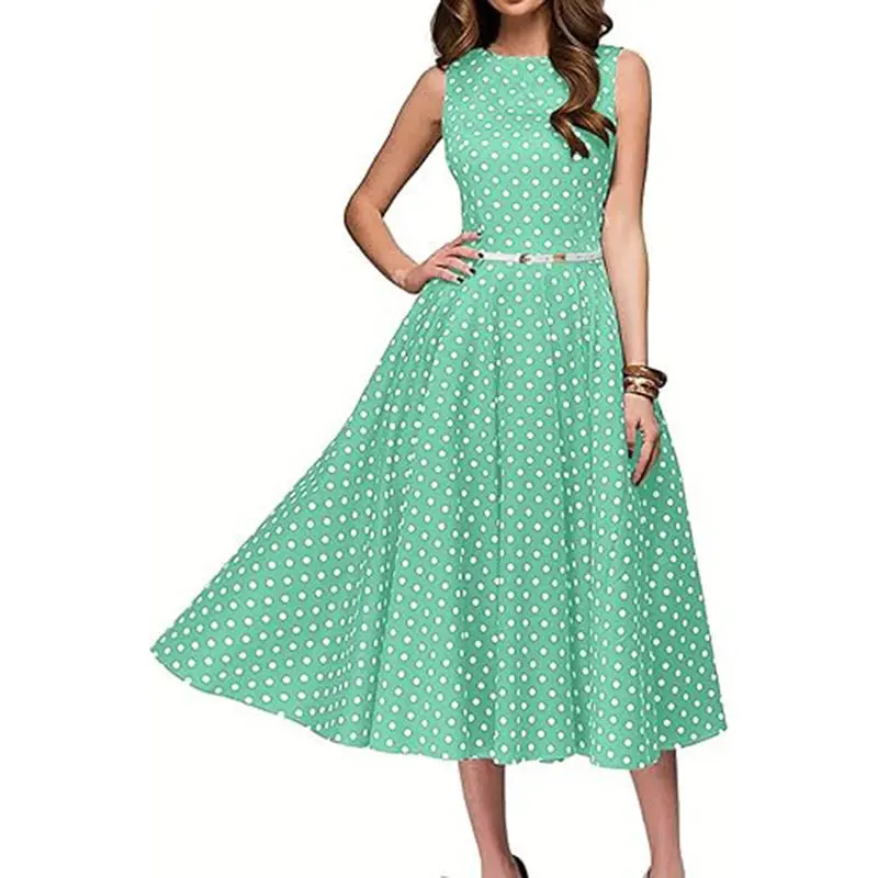 Retro Polka Dot A-Line Dress