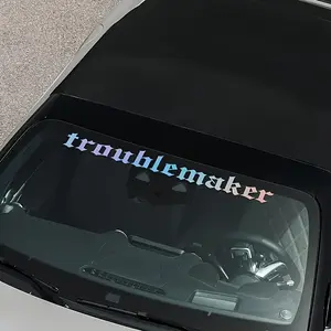 1PC Street Personal Light Cool Style Sticker (for car body)  backpacks "troublemaker Iridescent Troublemaker Logo" design, with street trendy cool and casual personal funny trendy vibe Decor sticker + street car cool-style goods