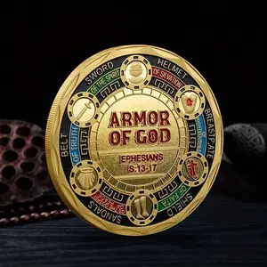 Replica “Full Armor God” Metal Challenge Coin Collectible, Unique Desktop Decor, Ideal for Holiday Party Prizes