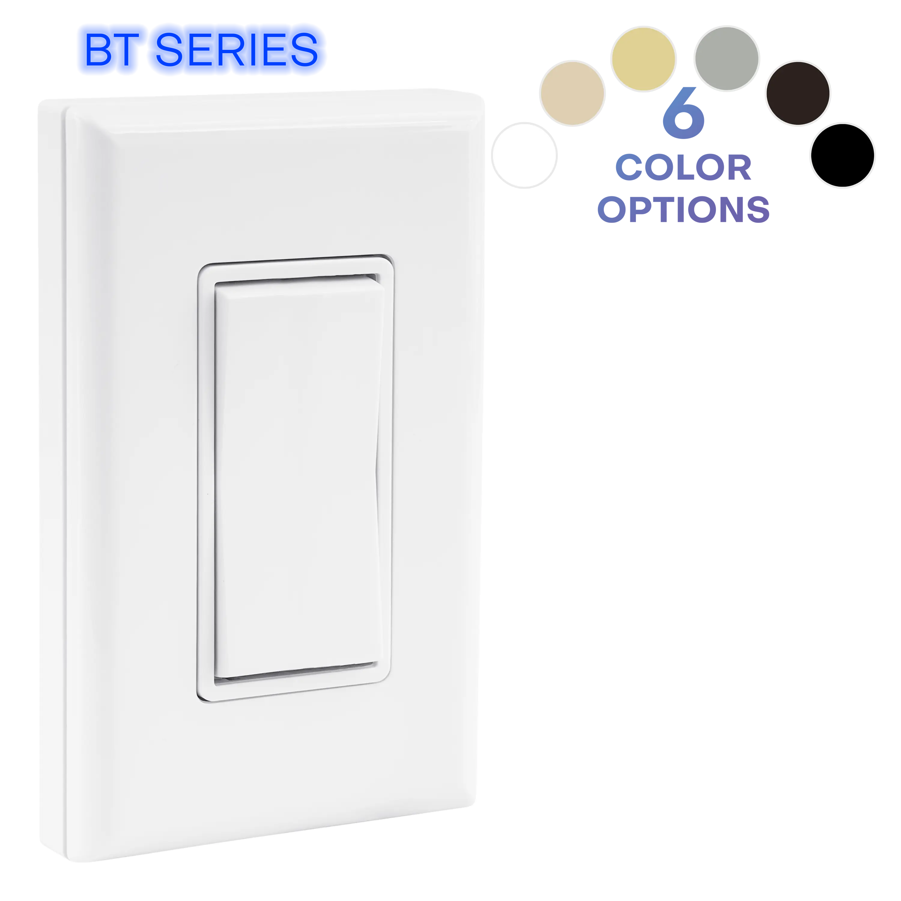 RunLessWire BT Series Single Rocker Wireless Switch - Kinetic Energy Powered Remote Control for Any Circuit - Requires BT Receiver