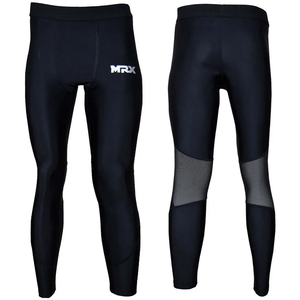 MRX BOXING & FITNESS Men's Compression Leggings Spats, Quick-Dry Fitness Yoga Pants and Outdoor Activities Trousers, All-Season Spandex Base Layer for MMA, Gym Tights Clothes, Martial Arts, Male, Polyester, All Seasons