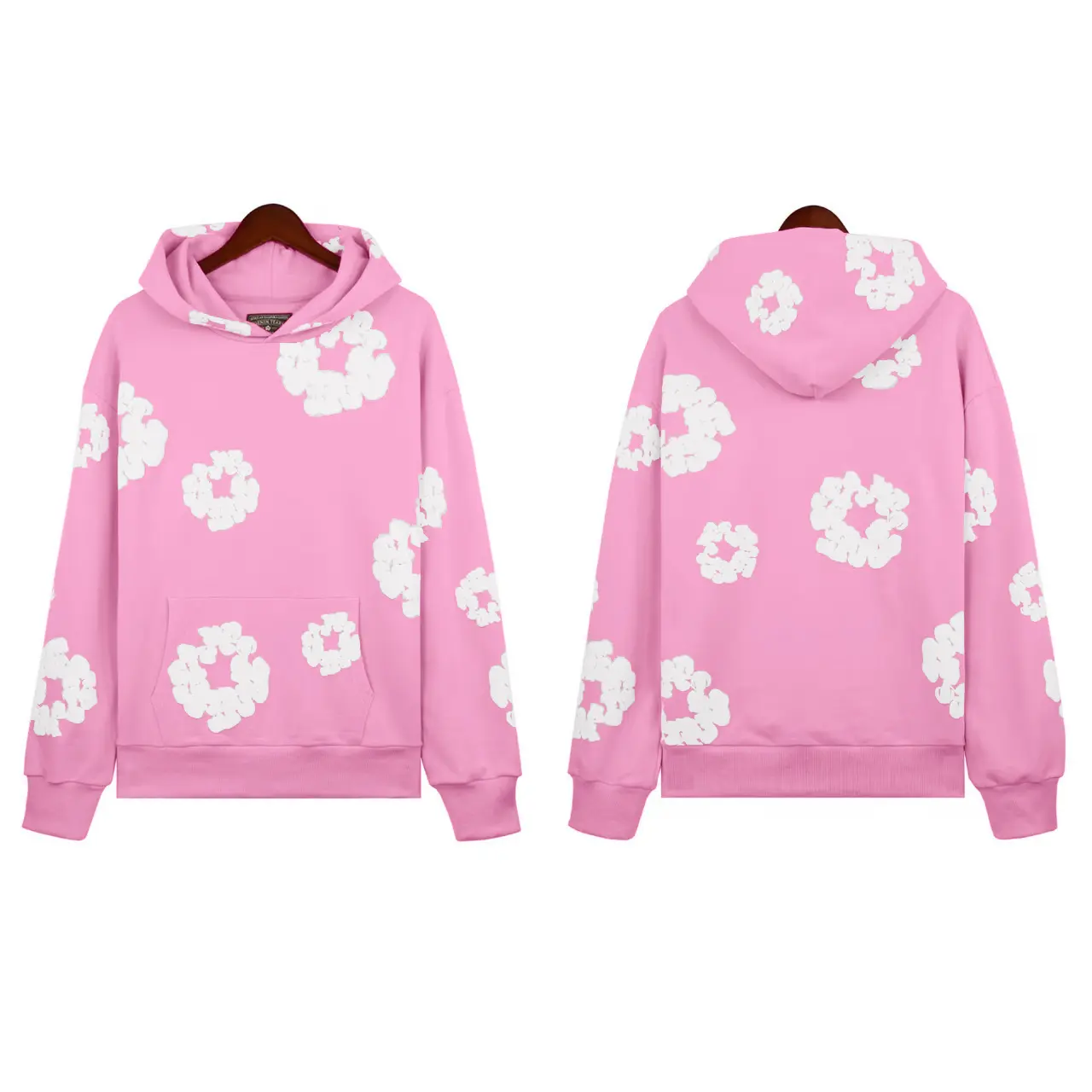 Rose red hoodie (white floral wreath)