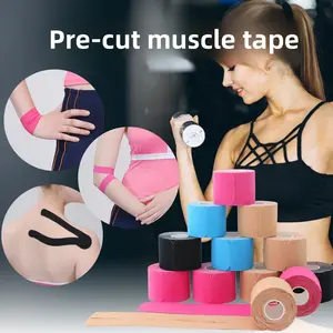 Kinesiology Tape 4 Rolls - Elastic Cotton Athletic Tape, 16.4 ft, 80 pre-cut tapes for muscle pain relief. Pair with KT tape, kinesiology tape, KT tape for knees, and skin tape for added support.