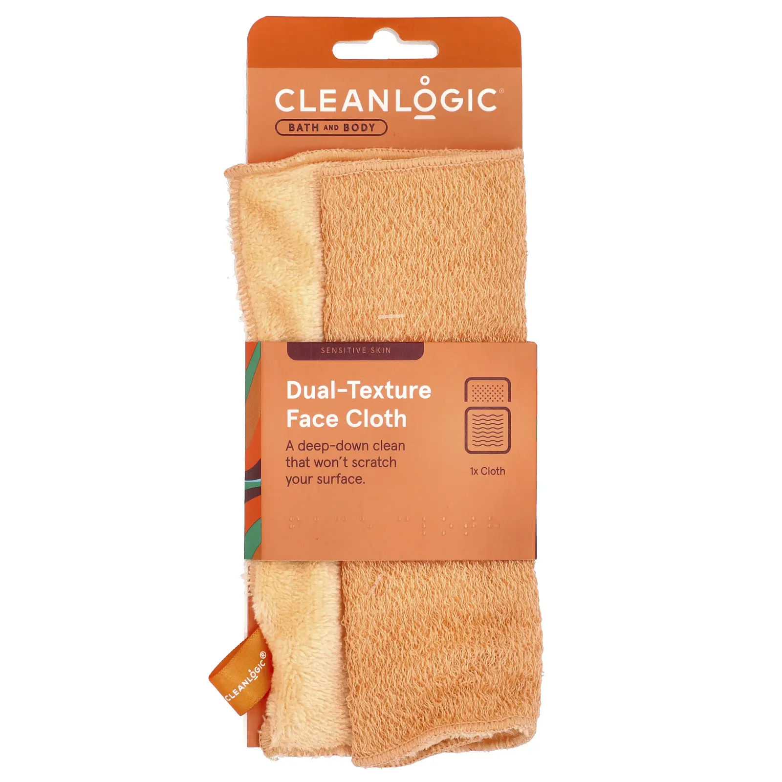 Cleanlogic Bath and Body, Dual-Texture Face Cloth, 1 Count