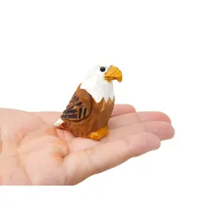 Bald Eagle Figurine - Small Wood Bird Statue Art Handmade Carving Decoration Miniature Animals