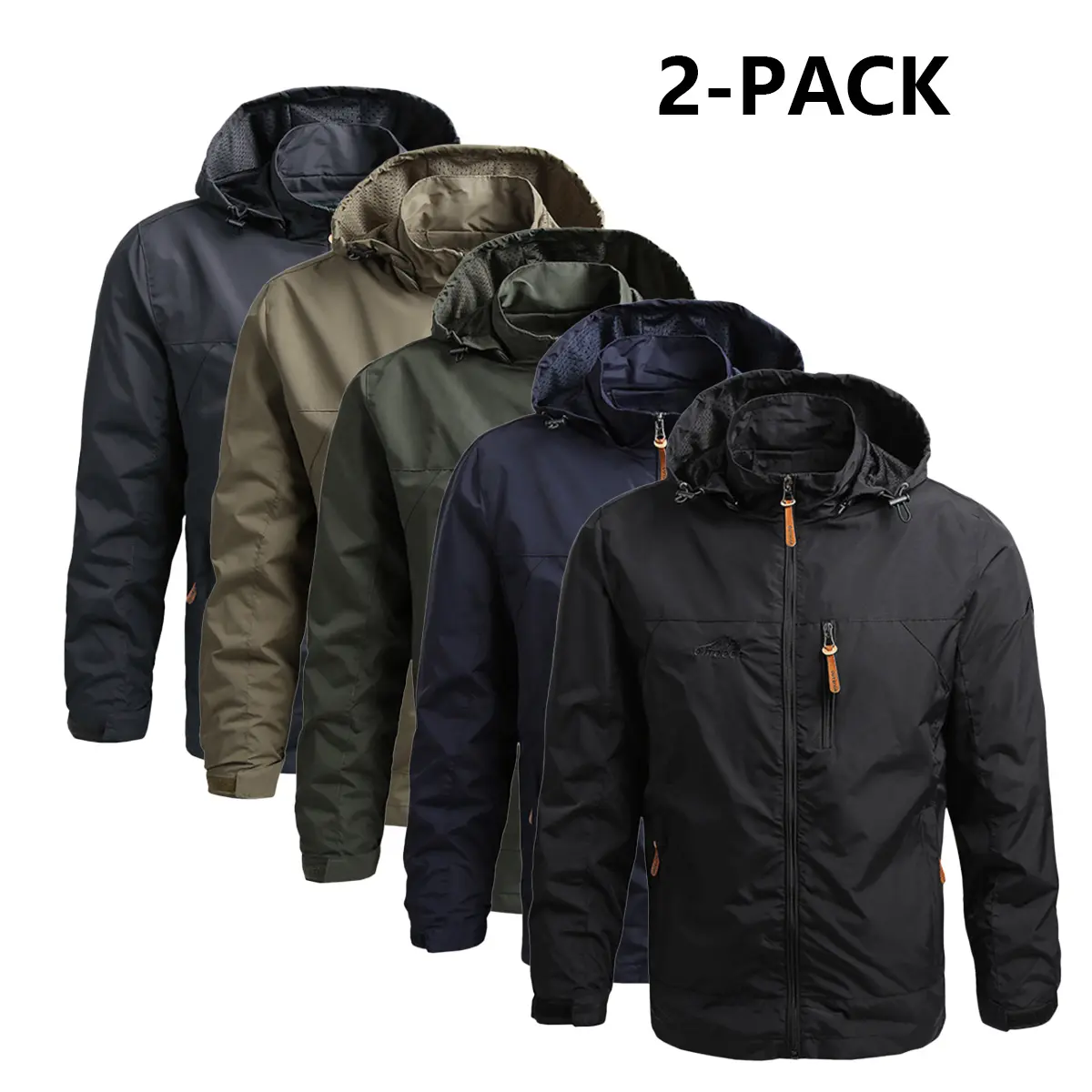 Men's Army Green Polyamide Lightweight Windbreaker Jacket - Stylish Detachable Hood, Zipper Closure, Multi-Pocket Outdoor Men's Sports Jacket for Hiking, Spring Autumn Daily Use (Lightweight Casual Coats Included)