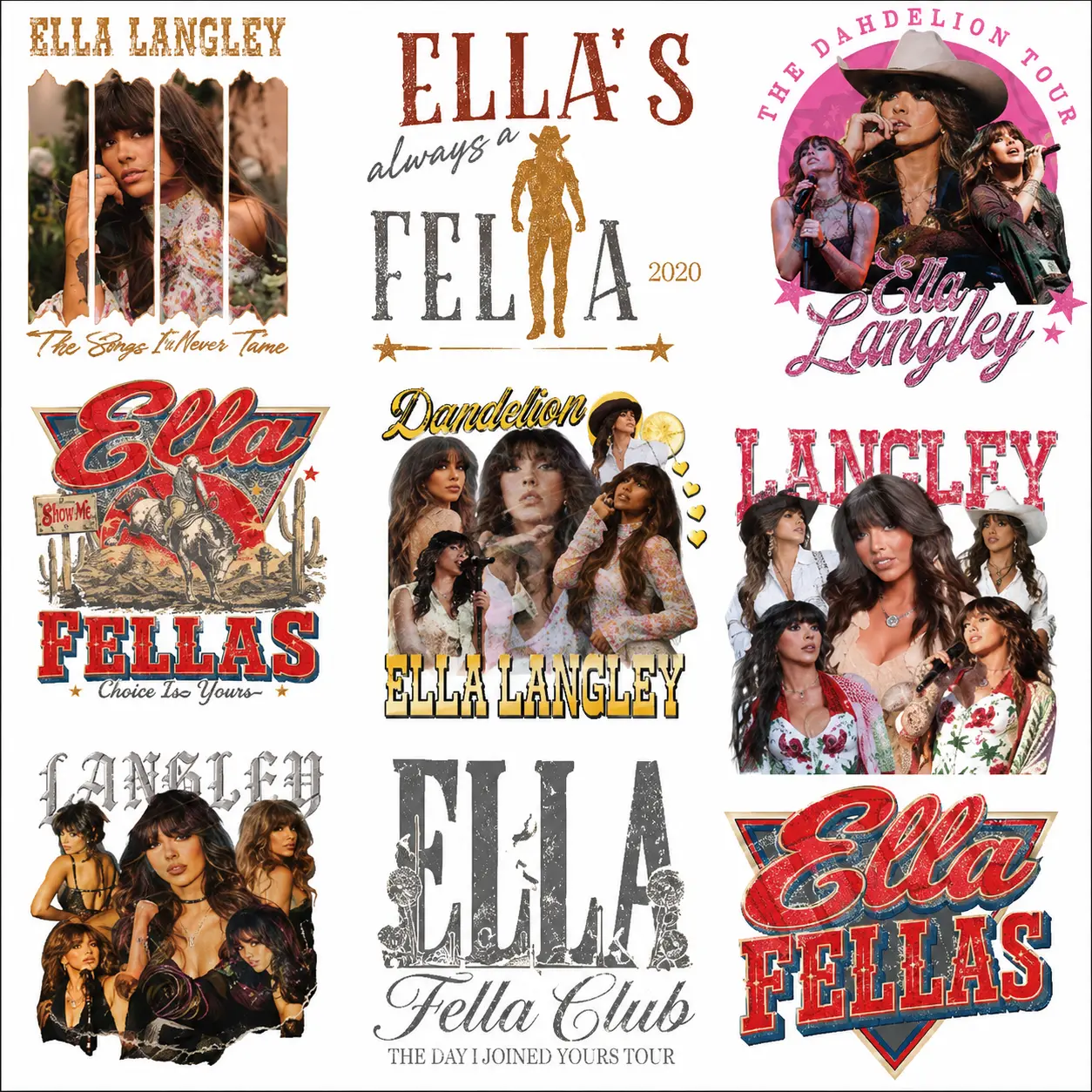 Ella's Fella DTF Gang Sheet – Premium Ready-to-Press Country Western Heat Transfers