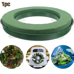 Round Wedding Car Head Decoration Foam Ring with Suction Cup, Floral Arrangement Accessories, Fake Flower, Home Wedding Decorations, Lightweight, Decorative