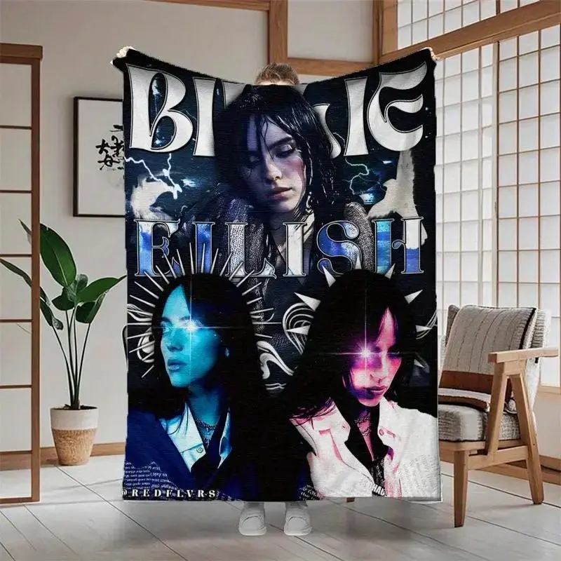 Billie Style Digital Print Flannel Throw Blanket - Flannel Fabric, Soft Texture, Warm All-Season Multi-Functional Nap Travel Blanket with Vibrant Characters, Ideal for Home, Camping, Great Birthday Holiday Gift