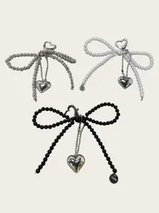 Bakery Bow Heart Keychain, Acrylic Material Design, Creative DIY Hanging Decoration, Ideal Gift for Bags & Keys, All Seasons