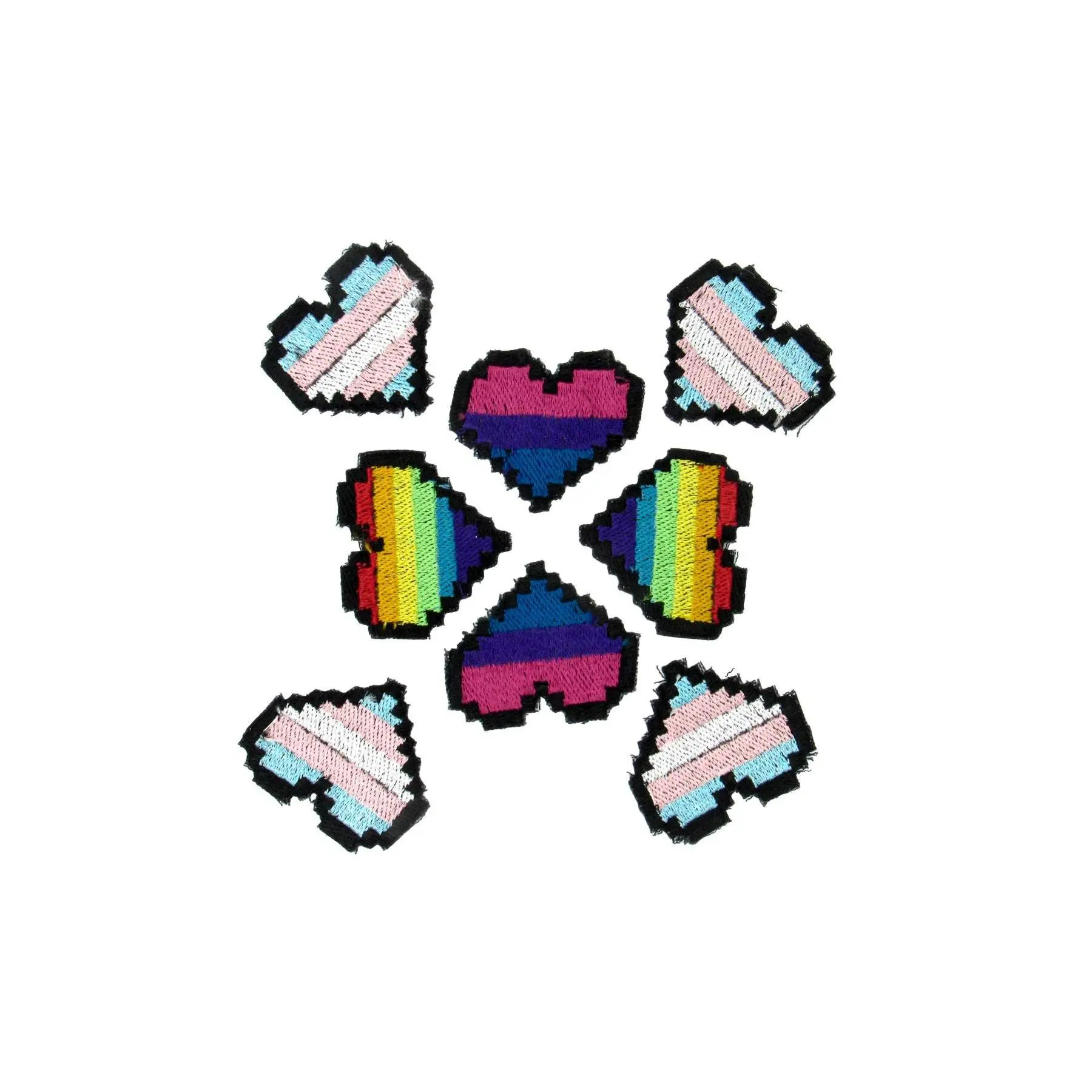 Pride Pixel Heart Embroidered Iron On Patch