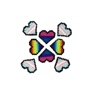 Pride Pixel Heart Embroidered Iron On Patch