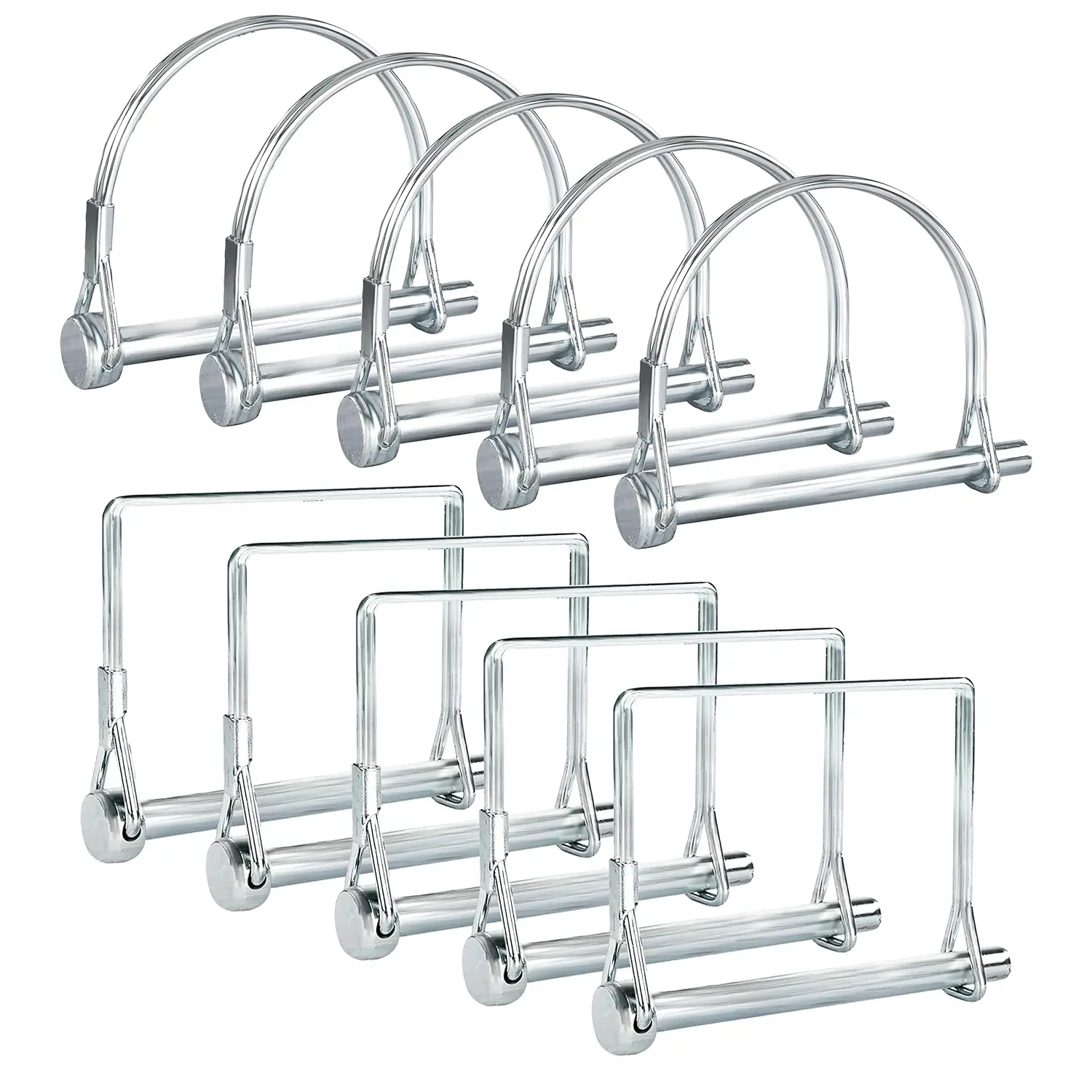 Trailer Pins Assortment – 10 Pack 2-3/4" x 1/4" Hitch Pins, PTO Lock Pins & Coupler Pins for Farm Trailers & Towing Equipment