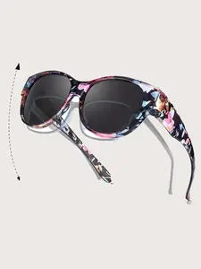 Vintage Fashion Floral Pattern Modern Trendy Styling Sunglasses, Trendy Casual Sun Protection Glasses for Everyday Use, Fashion Accessories for Outdoor Activities, Trendy Beach Eyewear, Lightweight Durable Sunglasses