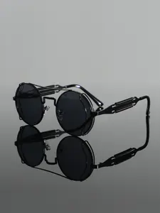 Men's Metal Retro Round Frame Glasses, Steampunk Style Spring Hinges, Fashion Streetwear Eyewear for Parties & Casual Wear