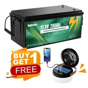 Bydrena 12V 200Ah LiFePO4 Battery 150A BMS 2560W Load Power 10-Year Lifetime for RV Golf Cart Solar Power System Rechargeable Portable Home Energy Storage