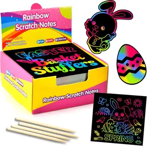 150PCS Rainbow Scratch Paper Art Set for Kids – DIY Drawing Craft Notes with Wooden Stylus, Classroom Activity, Party Favors, Creative Art Supplies for Boys Girls Ages 4-12