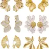 6 Pairs Chunky Statement Casual Earrings Set for Women, Gold Plated Sectored Flower, Leaf and Shell Designs, Hypoallergenic & Stylish Jewelry, Fashionable Earrings, Trendy Jewelry