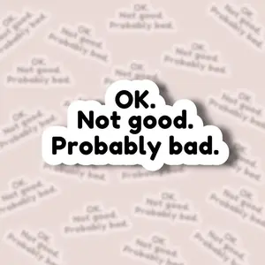 Ok Not Good Probably Bad Sticker, Heated Rivalry Hockey Romance Vinyl Sticker, Ilya Rozanov, Water Resistant Bookish Sticker, Laptop Water Bottle Decal