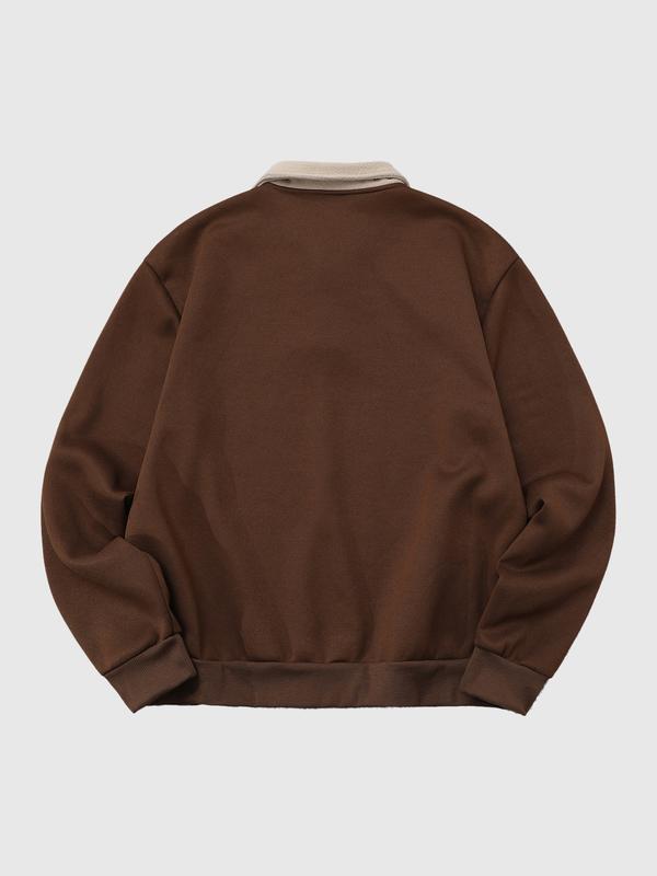 Men's Fleece Pullover Sweatshirt, Winter Warm Windproof Design, Trendy Cross Print Hoodie with Button Detail, Preppy Style