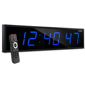 Ivation Huge 48" Inch Large Big Oversized Digital LED Clock with Stopwatch, Alarms, Countdown Timer & Temp - Shelf or Wall Mount (Blue) | 6-Level Brightness, Mounting Holes & Hardware