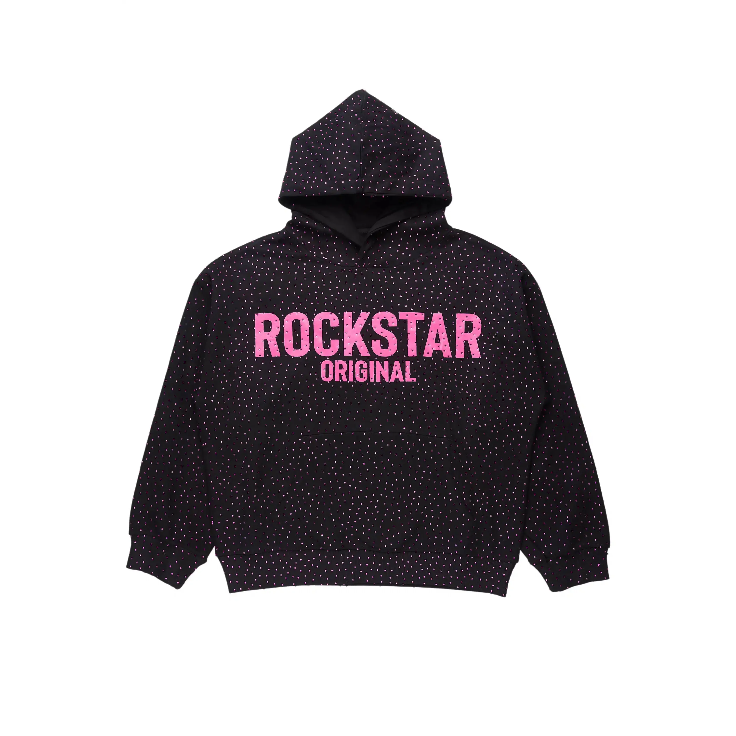 Crystiqa Black/Pink Rhinestone Hoodie - TikTok Shop