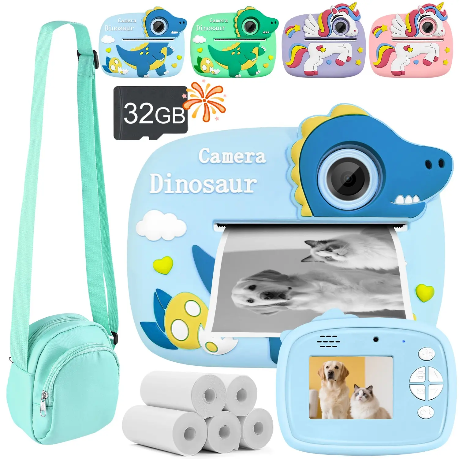 Kids Toy Camera, Digital Camera, Dinosaur Theme Birthday Gift for Boys and Girls Ages 3-12, 1080P HD Video Camera, SD Memory Card