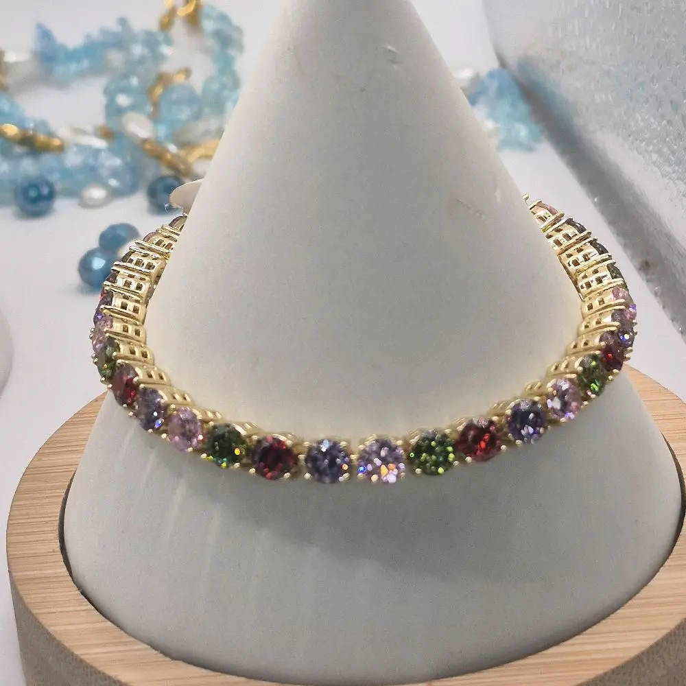 multicolor  zircoins bracelet plated gold 14k
