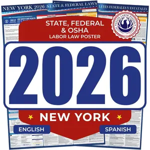 2026  York State and Federal Labor Law Poster - English Spanish Combo - OSHA Workplace Compliant - Mandatory Regulations Posting for Employees - Required  Posting 17" x 40" Laminated (English Spanish Combo)