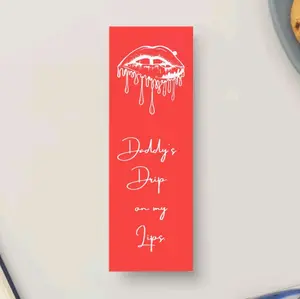 Daddy's Drip Bookmark - Red Background with White Design Featuring Lip and Dewdrop Illustration
