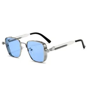 Vintage Square Sunglasses for Men & Women | Steampunk Style Metal Frame Glasses