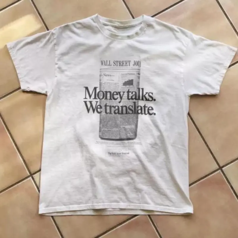 MONEY TALKS YOKO Tシャツ ホワイト Wsj Money Talks We Translate, Vintage Ad Campaign T-Shirt, Unisex